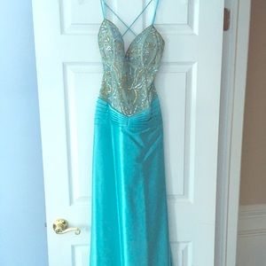 Jovani teal formal gown